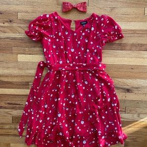 Red flowered dress Girls sz 10 M